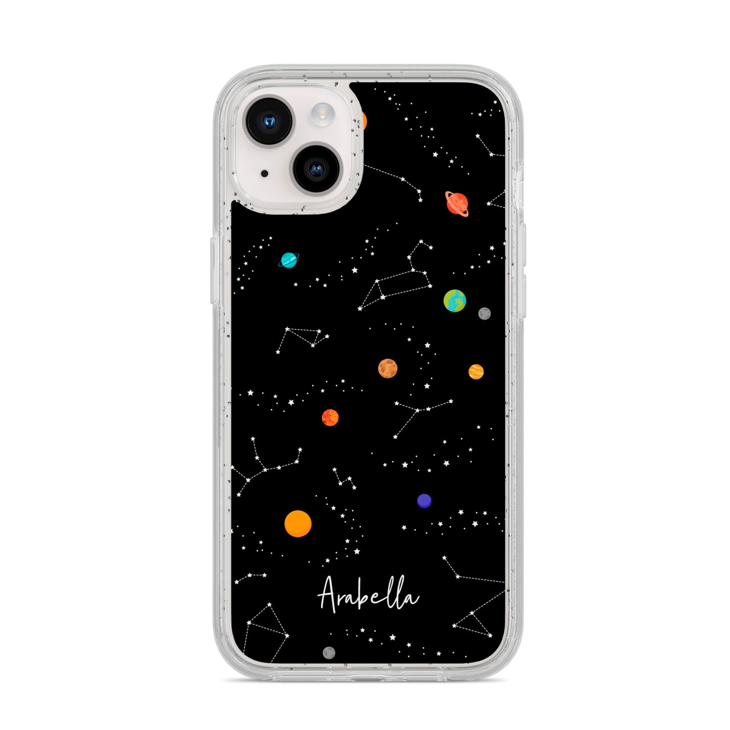 Galaxy Scene with Name iPhone 14 Plus Glitter Tough Case Starlight