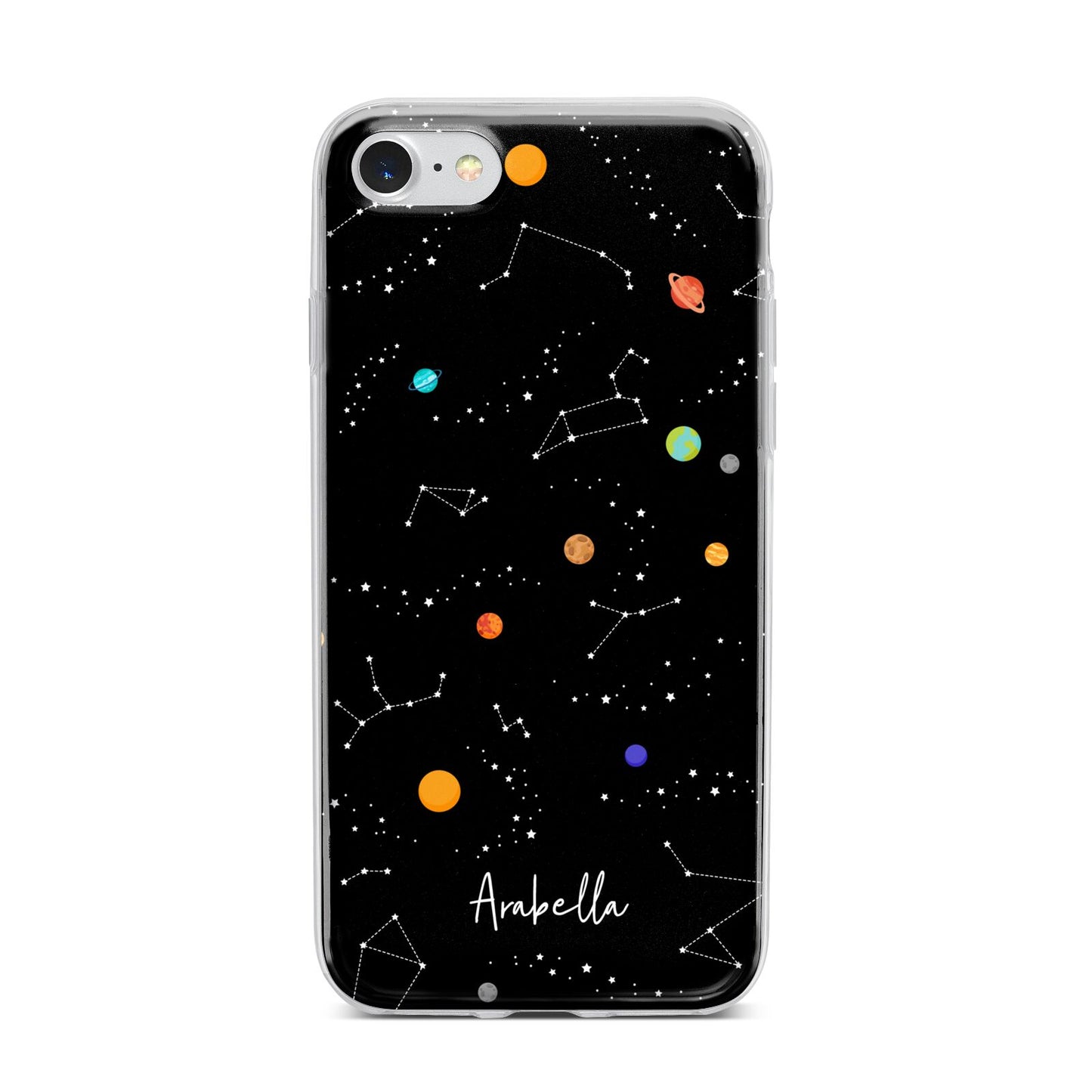 Galaxy Scene with Name iPhone 7 Bumper Case on Silver iPhone