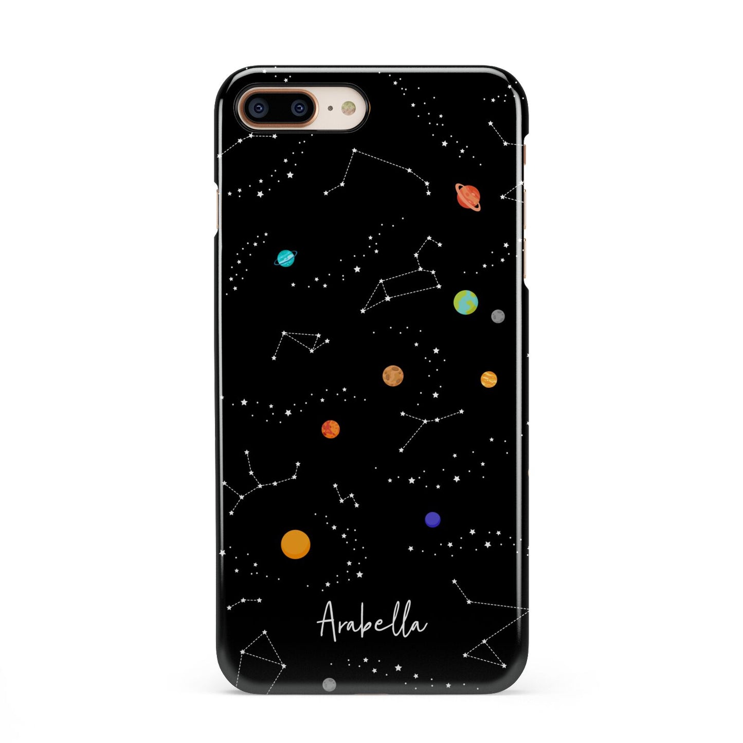 Galaxy Scene with Name iPhone 8 Plus 3D Snap Case on Gold Phone