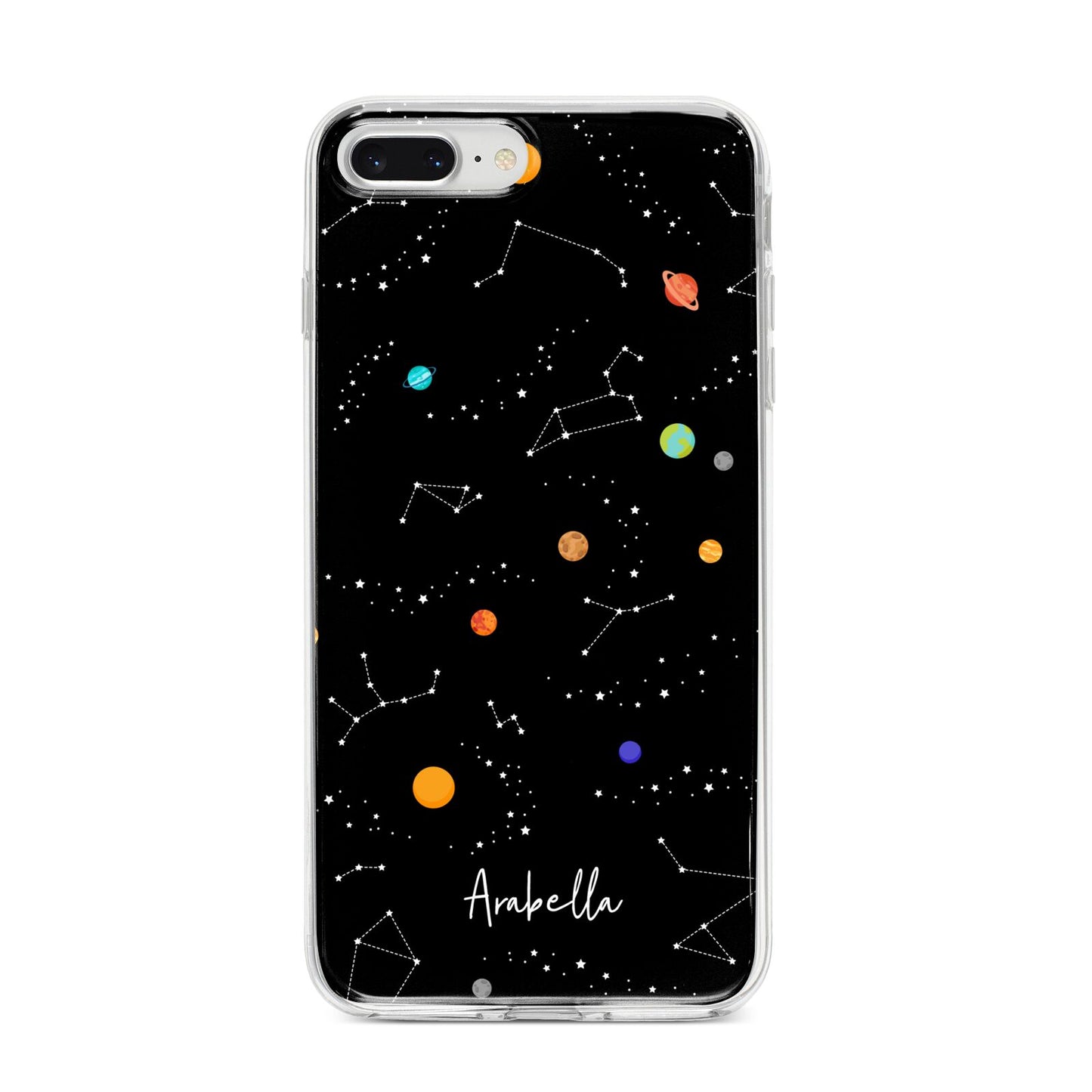 Galaxy Scene with Name iPhone 8 Plus Bumper Case on Silver iPhone