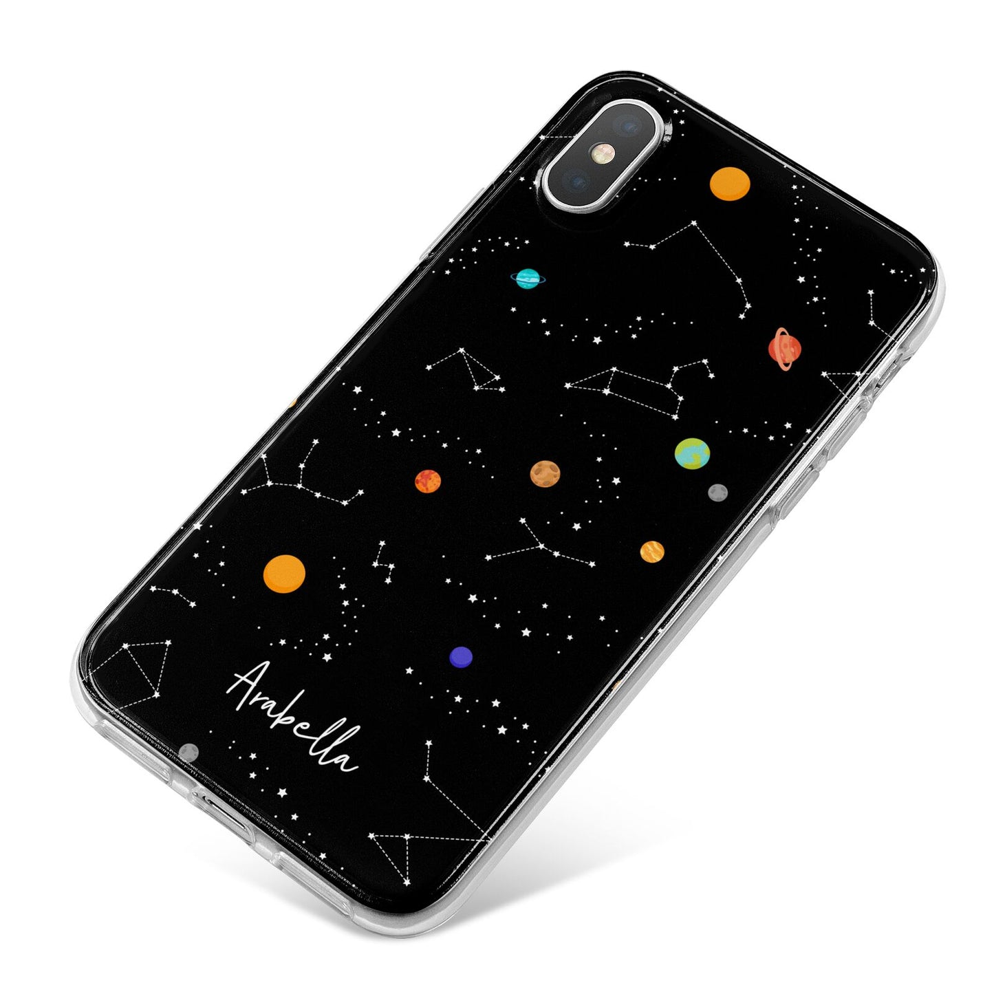 Galaxy Scene with Name iPhone X Bumper Case on Silver iPhone