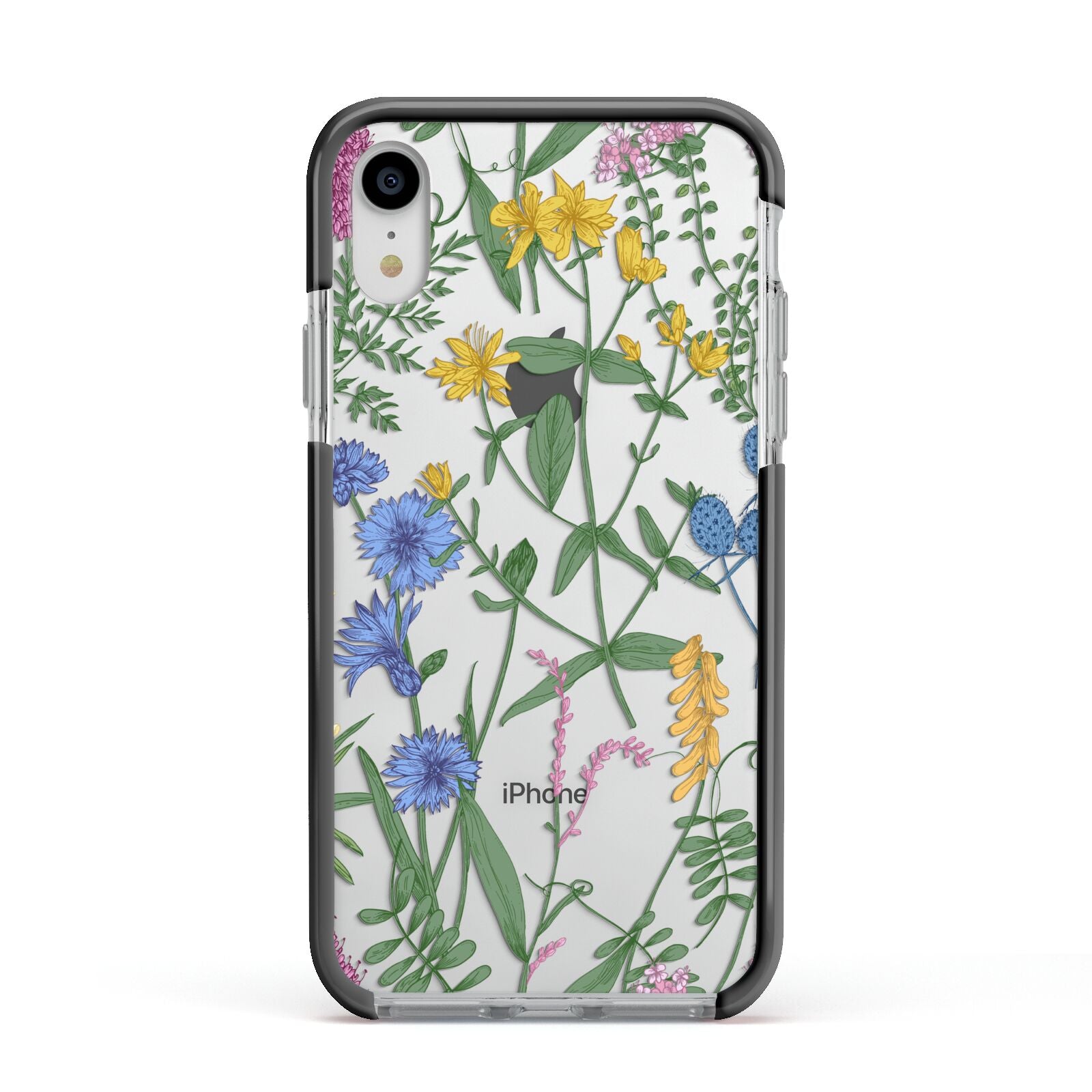 Garden Florals Apple iPhone XR Impact Case Black Edge on Silver Phone