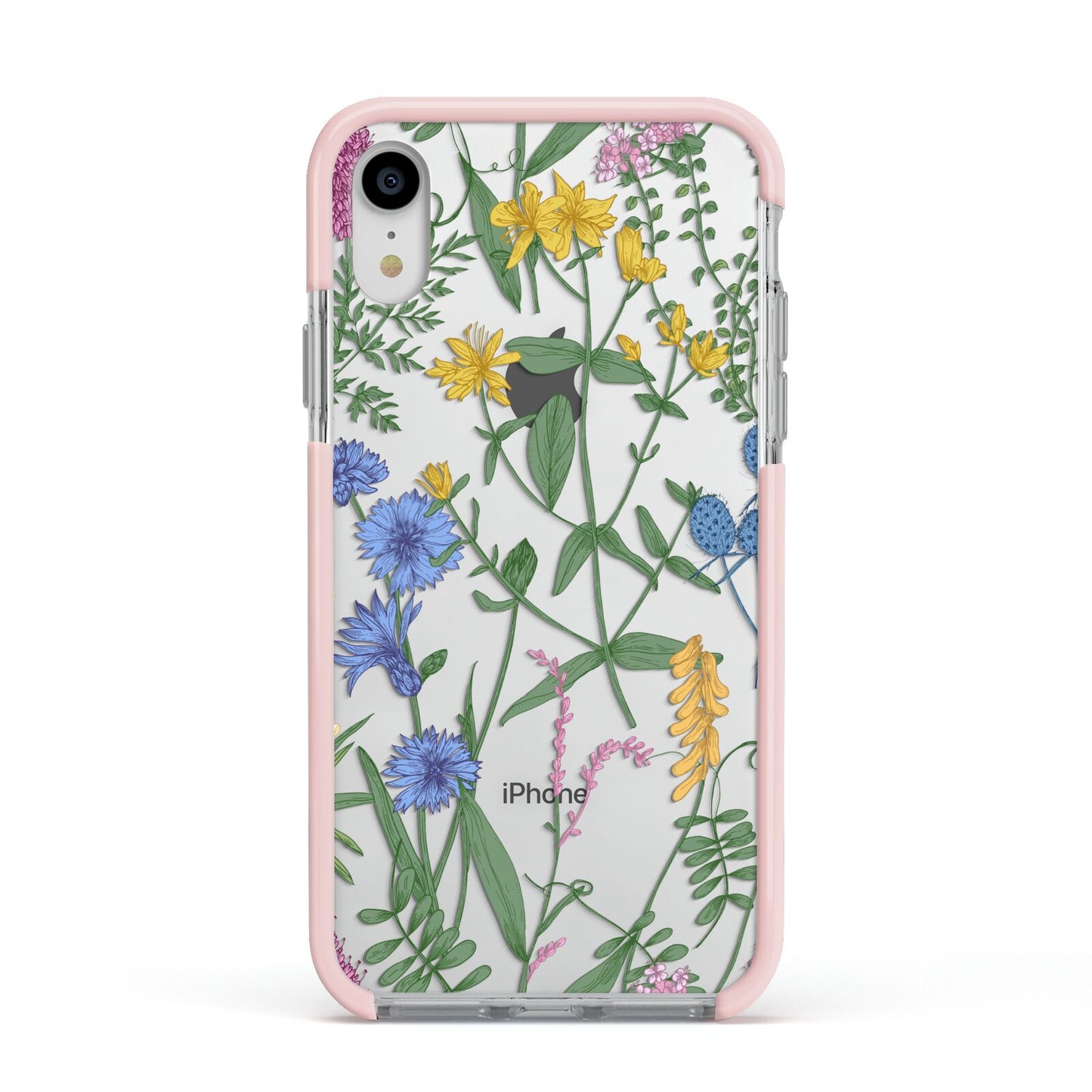 Garden Florals Apple iPhone XR Impact Case Pink Edge on Silver Phone