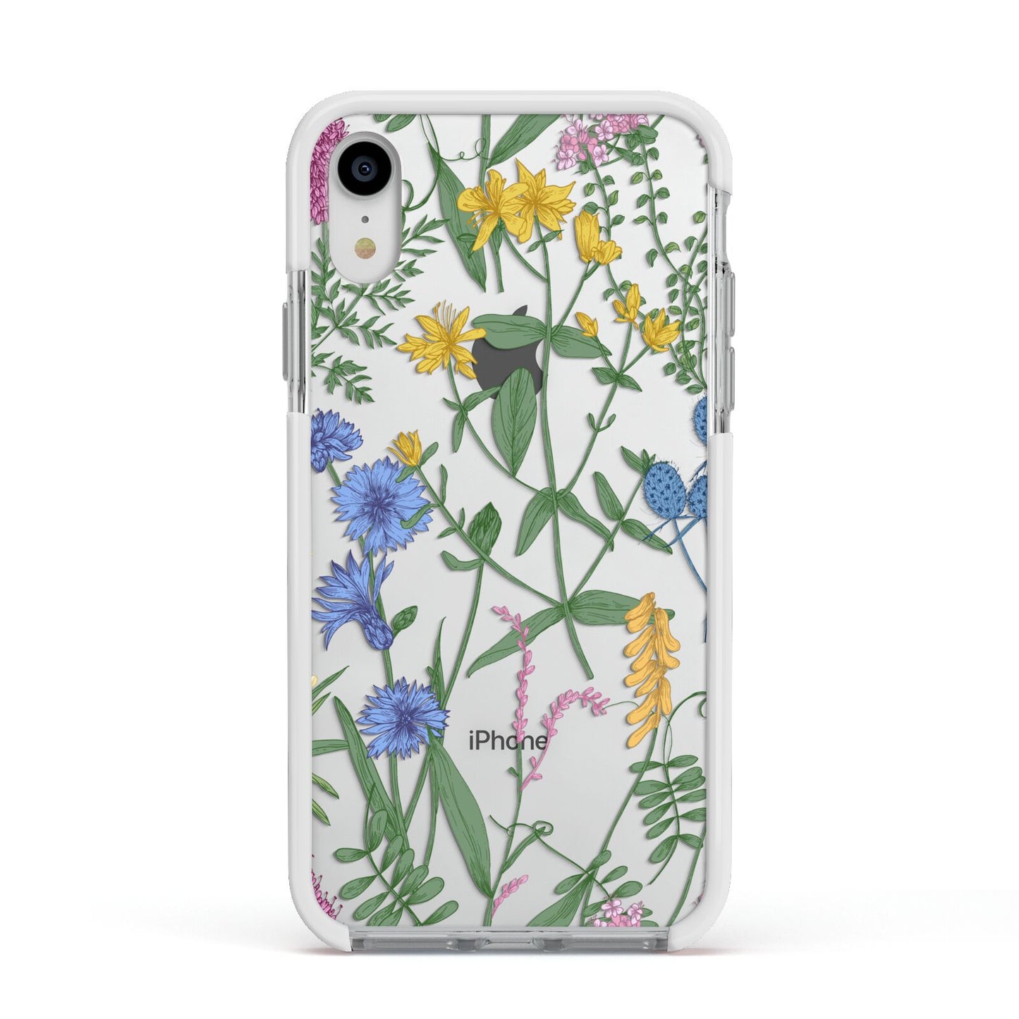 Garden Florals Apple iPhone XR Impact Case White Edge on Silver Phone