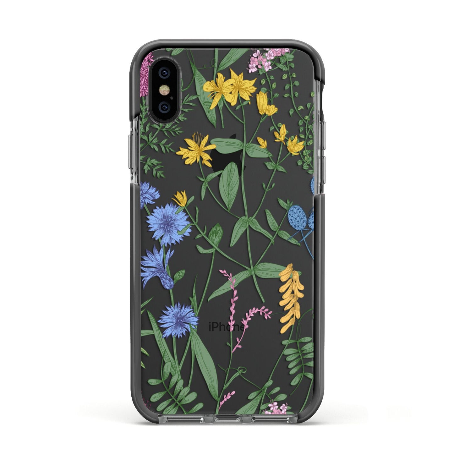 Garden Florals Apple iPhone Xs Impact Case Black Edge on Black Phone