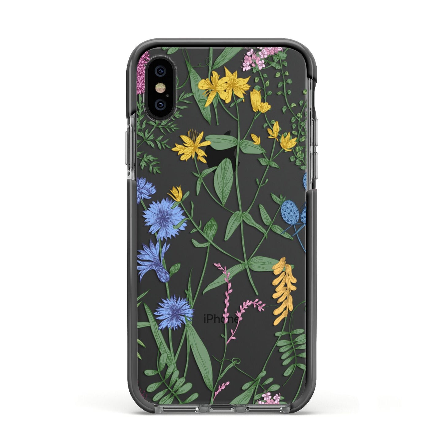 Garden Florals Apple iPhone Xs Impact Case Black Edge on Black Phone