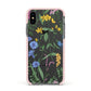 Garden Florals Apple iPhone Xs Impact Case Pink Edge on Black Phone