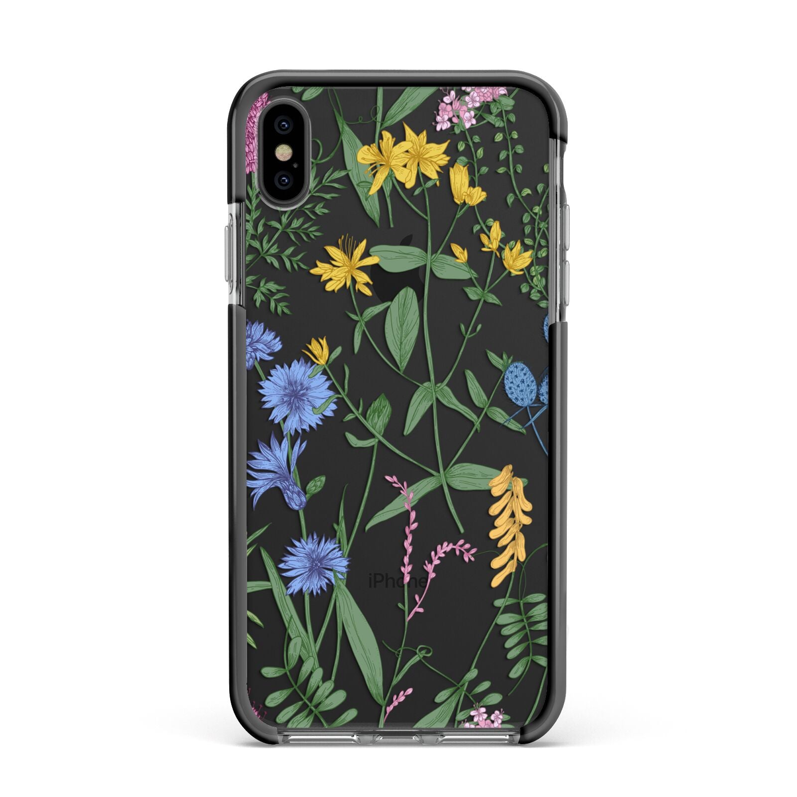 Garden Florals Apple iPhone Xs Max Impact Case Black Edge on Black Phone
