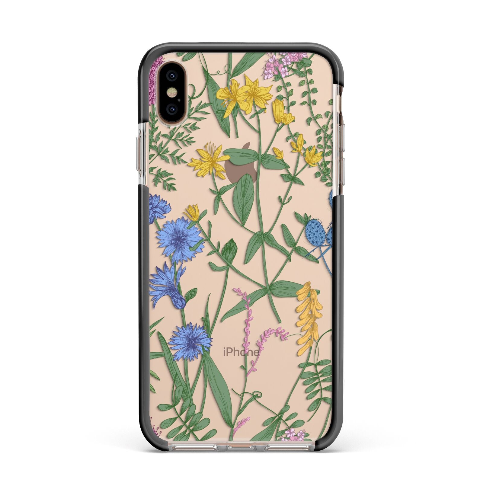 Garden Florals Apple iPhone Xs Max Impact Case Black Edge on Gold Phone
