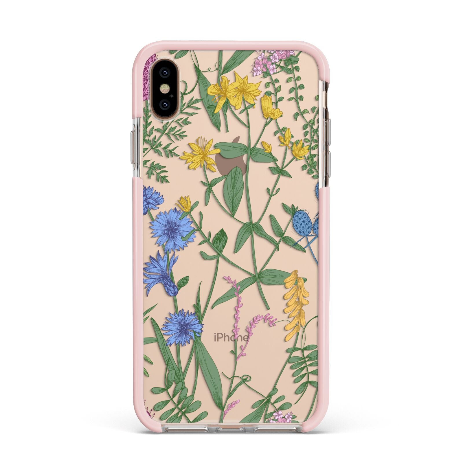 Garden Florals Apple iPhone Xs Max Impact Case Pink Edge on Gold Phone