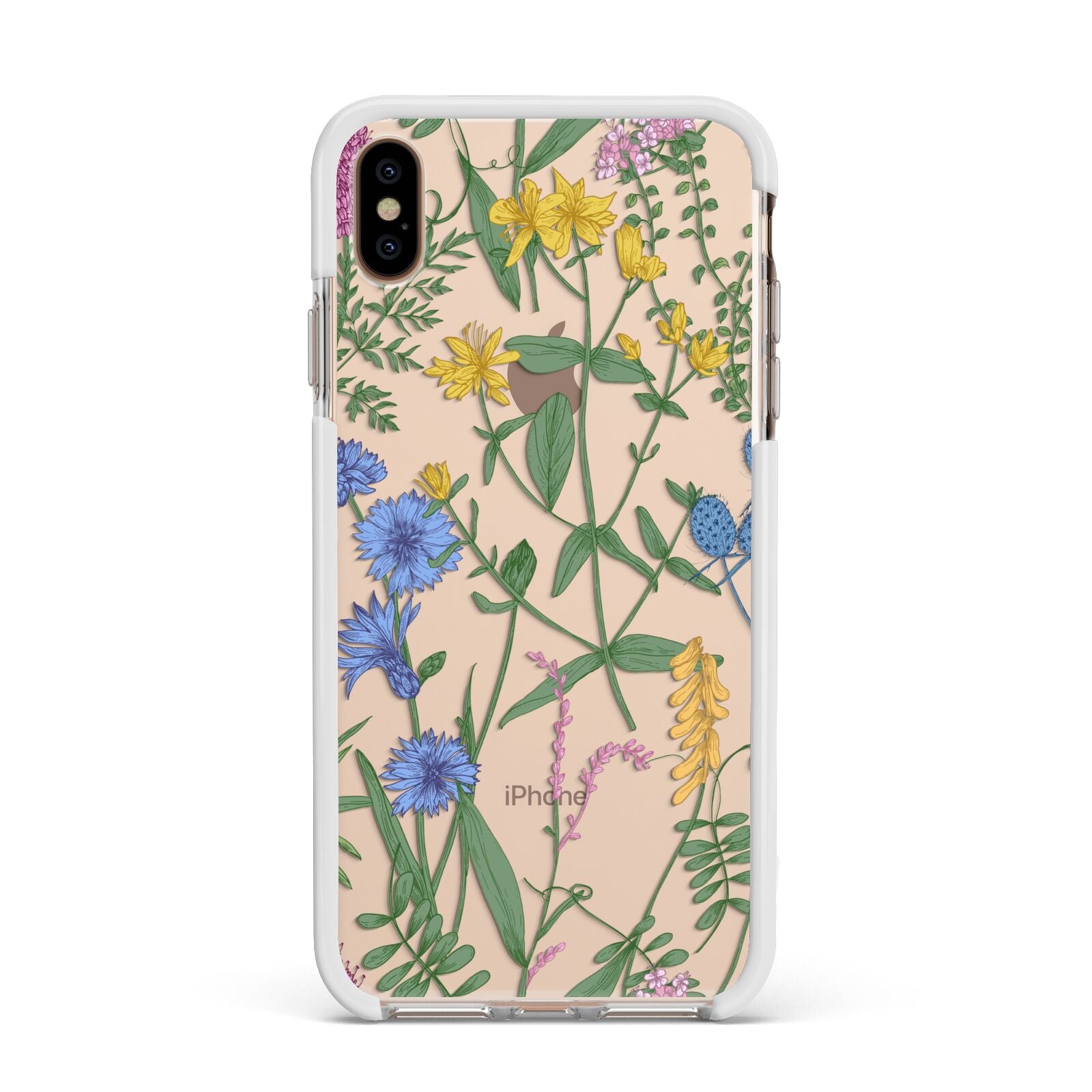 Garden Florals Apple iPhone Xs Max Impact Case White Edge on Gold Phone