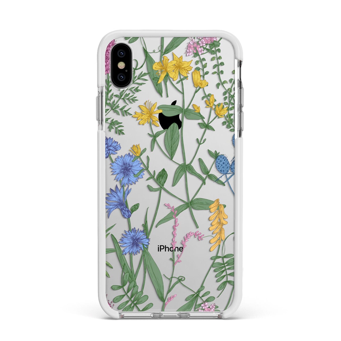 Garden Florals Apple iPhone Xs Max Impact Case White Edge on Silver Phone