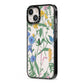 Garden Florals iPhone 13 Black Impact Case Side Angle on Silver phone