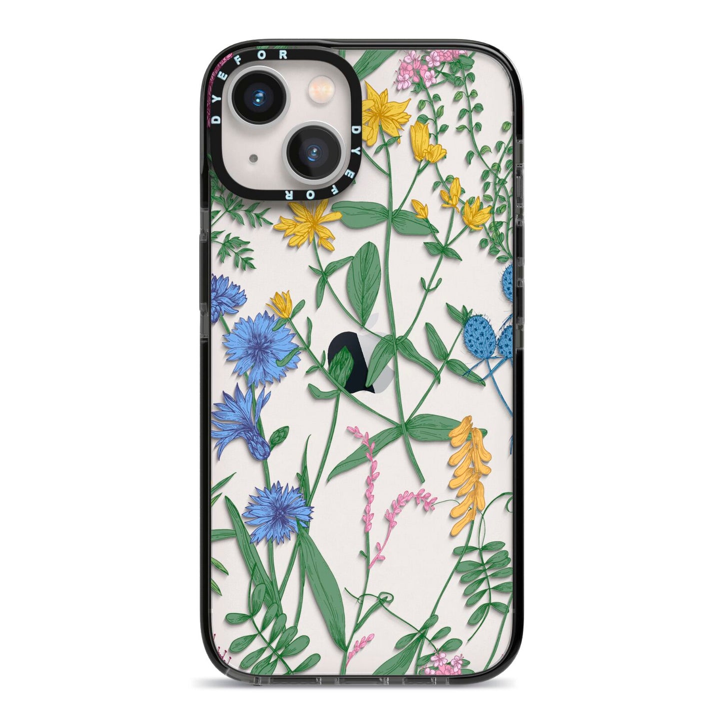 Garden Florals iPhone 13 Black Impact Case on Silver phone