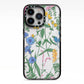Garden Florals iPhone 13 Pro Black Impact Case on Silver phone