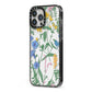 Garden Florals iPhone 13 Pro Max Black Impact Case Side Angle on Silver phone