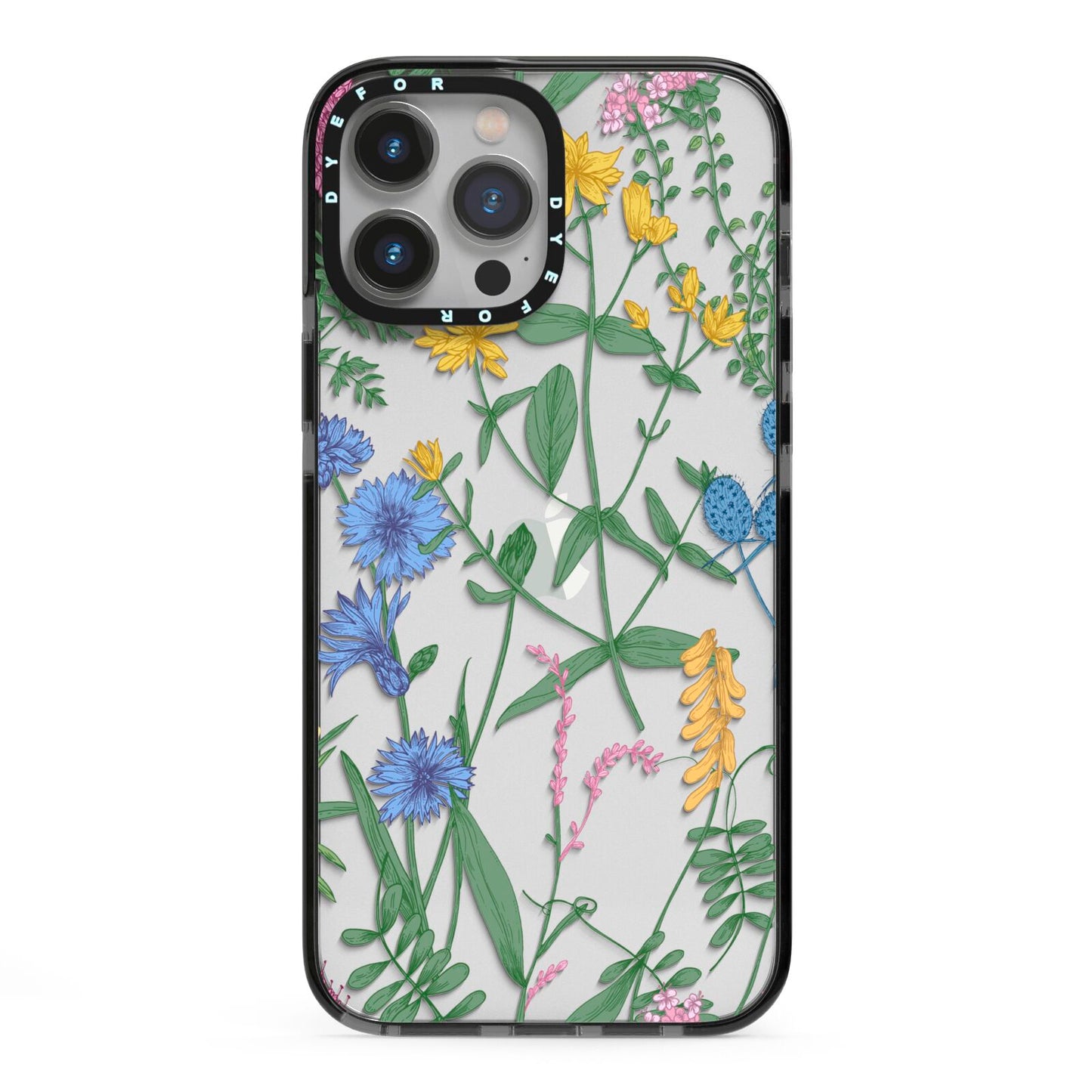 Garden Florals iPhone 13 Pro Max Black Impact Case on Silver phone