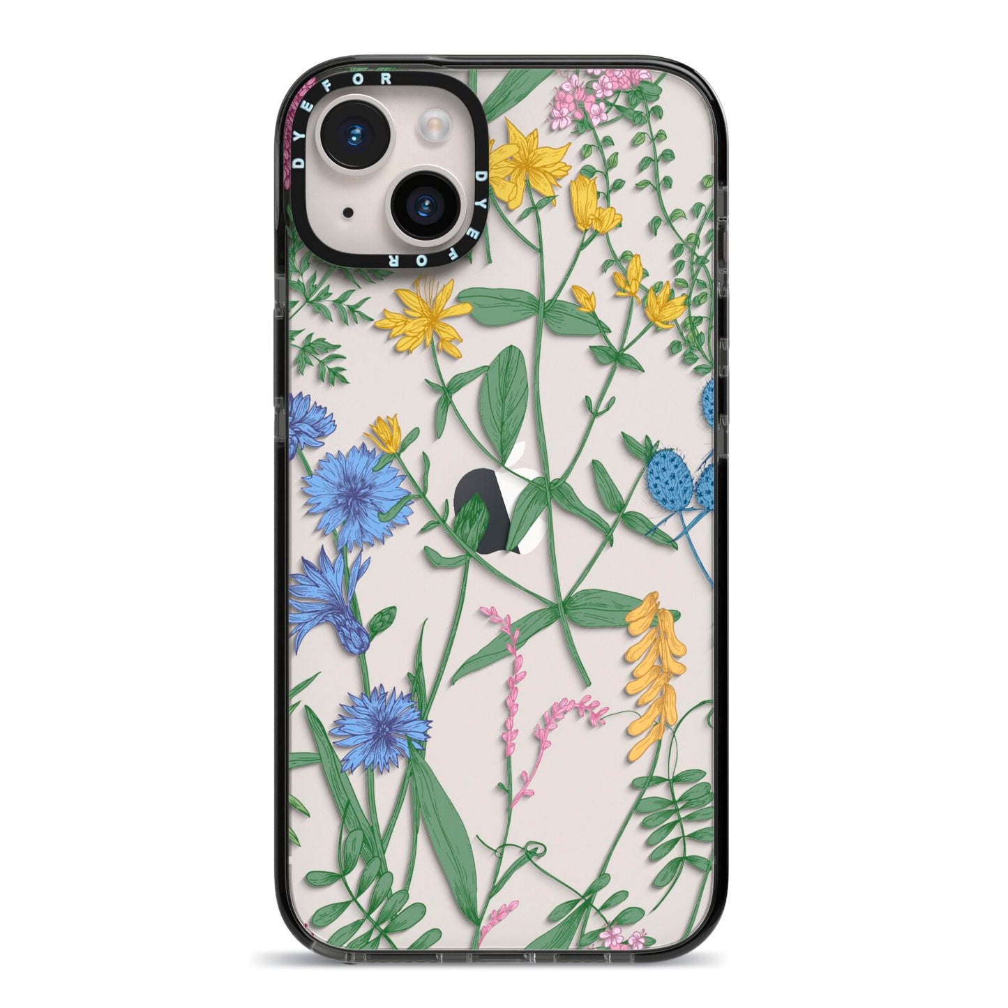 Garden Florals iPhone 14 Plus Black Impact Case on Silver phone