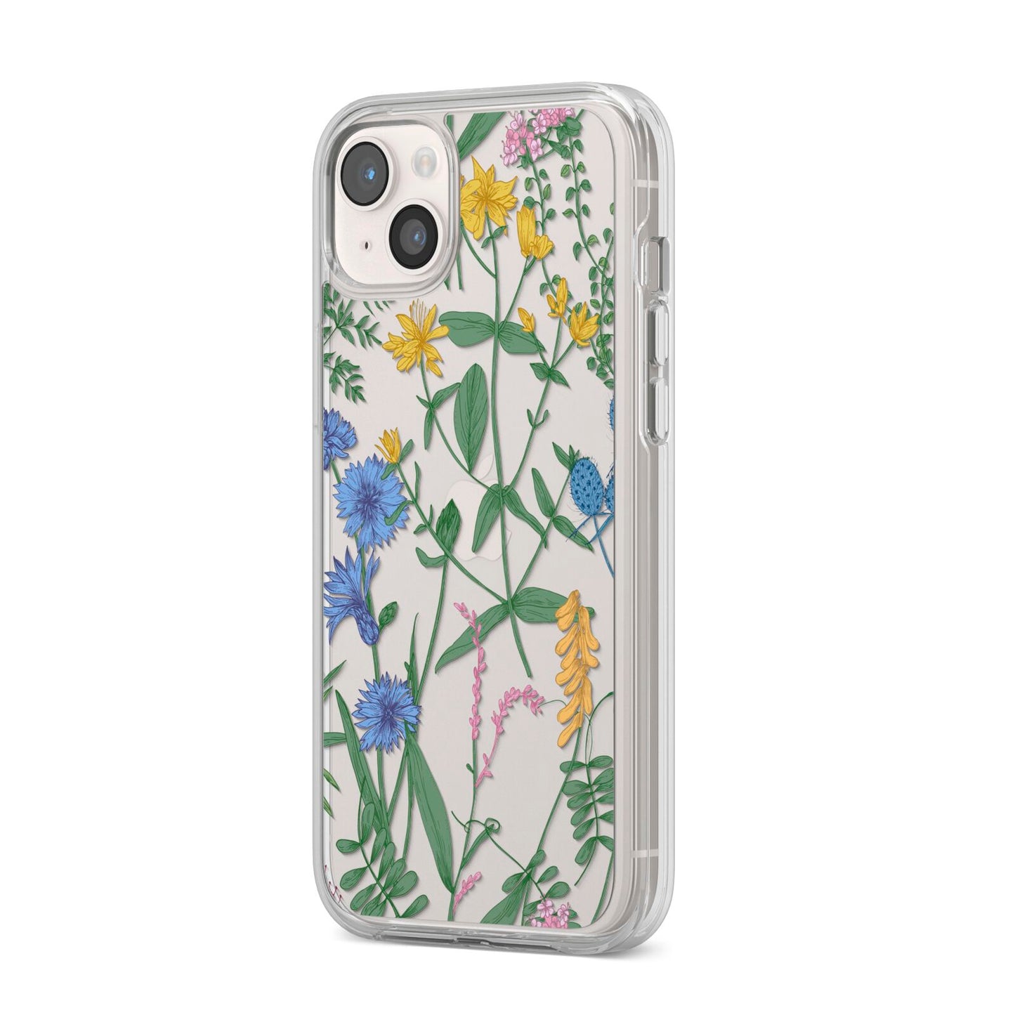 Garden Florals iPhone 14 Plus Clear Tough Case Starlight Angled Image