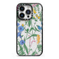 Garden Florals iPhone 14 Pro Black Impact Case on Silver phone