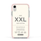 Garment Label Apple iPhone XR Impact Case Pink Edge on Silver Phone