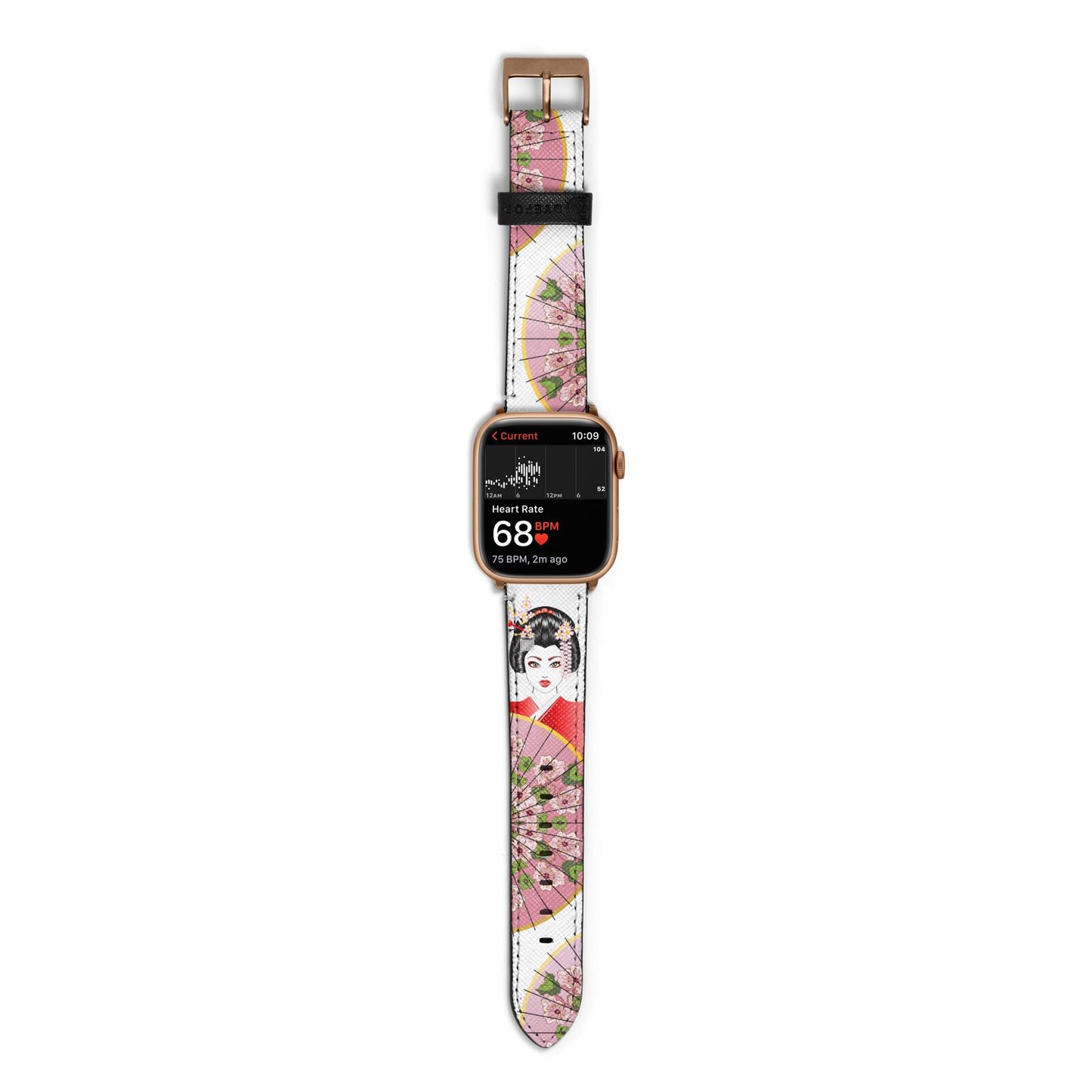 Geisha Girl Apple Watch Strap Size 38mm with Gold Hardware