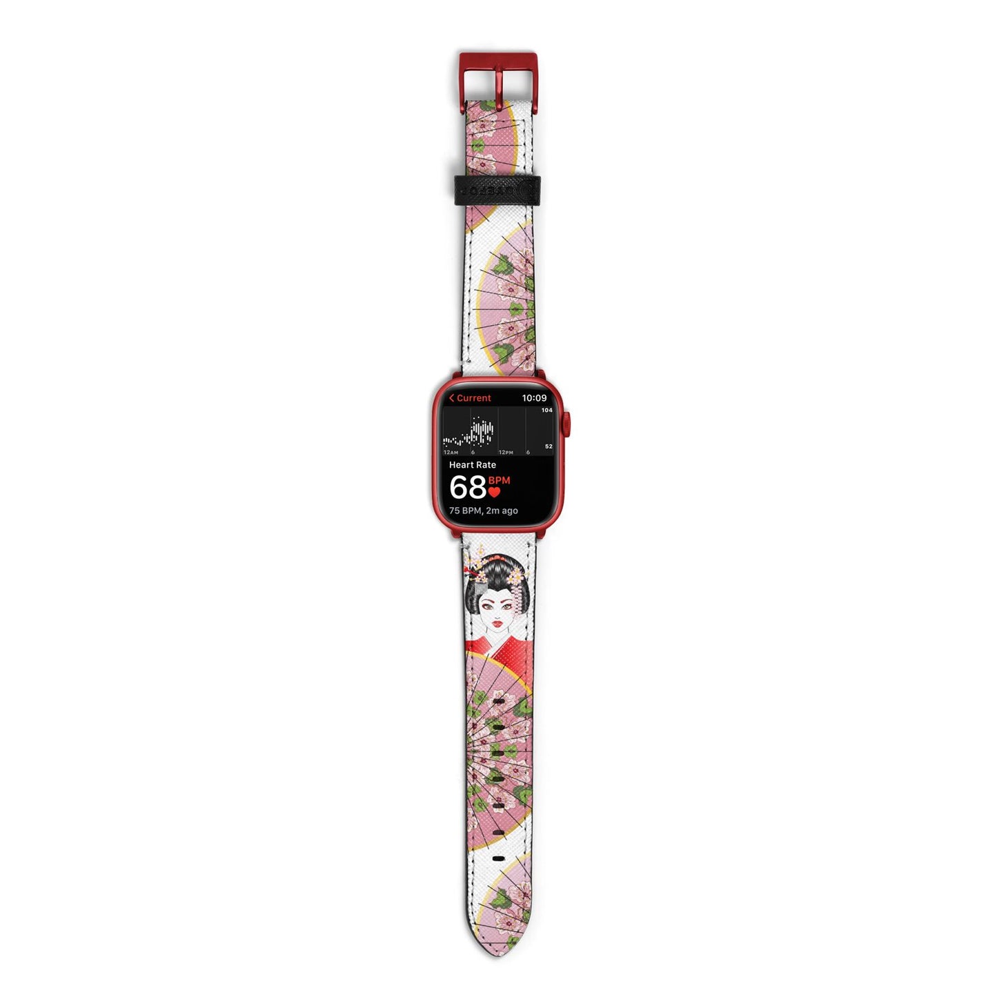 Geisha Girl Apple Watch Strap Size 38mm with Red Hardware