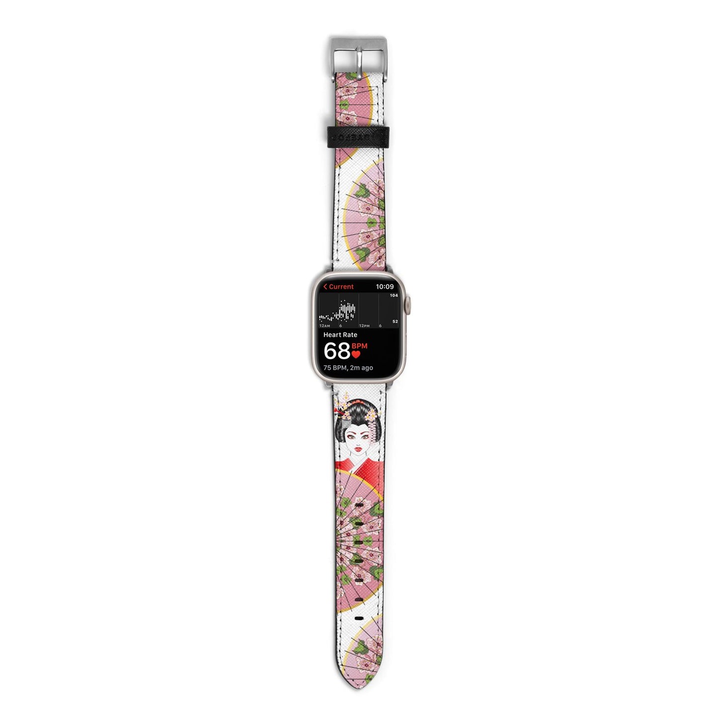 Geisha Girl Apple Watch Strap Size 38mm with Silver Hardware