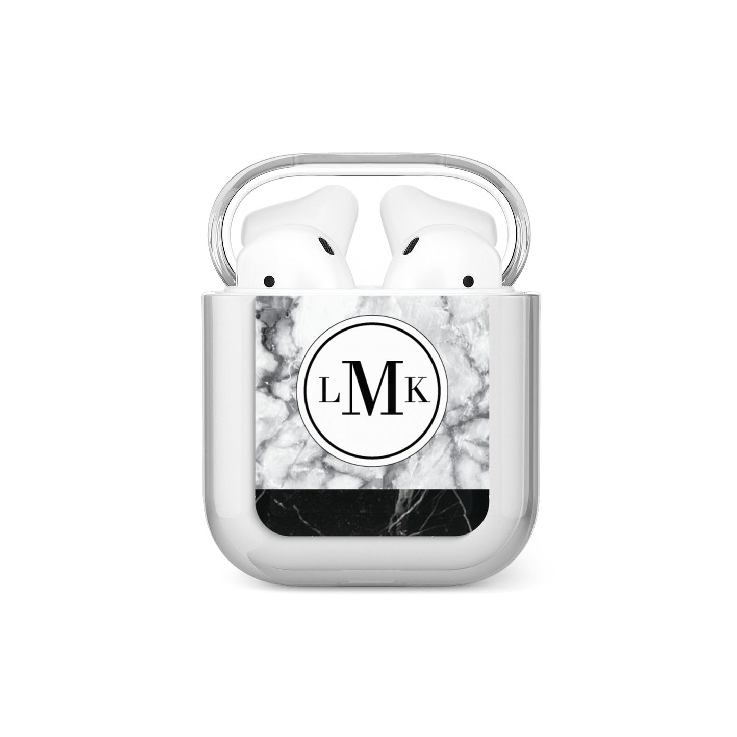 Geometric Marble Initials Personalised AirPods Case