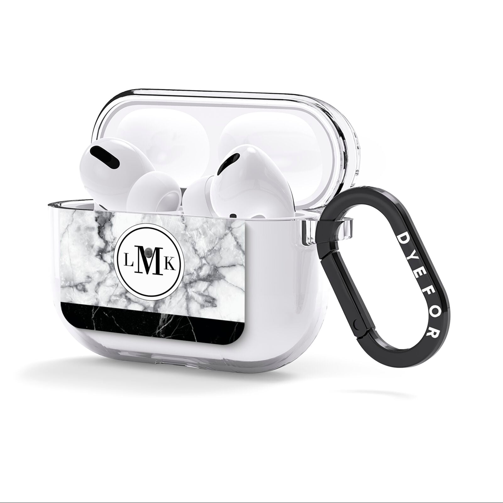 Geometric Marble Initials Personalised AirPods Clear Case 3rd Gen Side Image