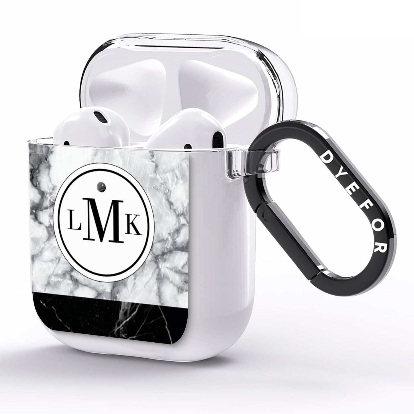 Geometric Marble Initials Personalised AirPods Clear Case Side Image