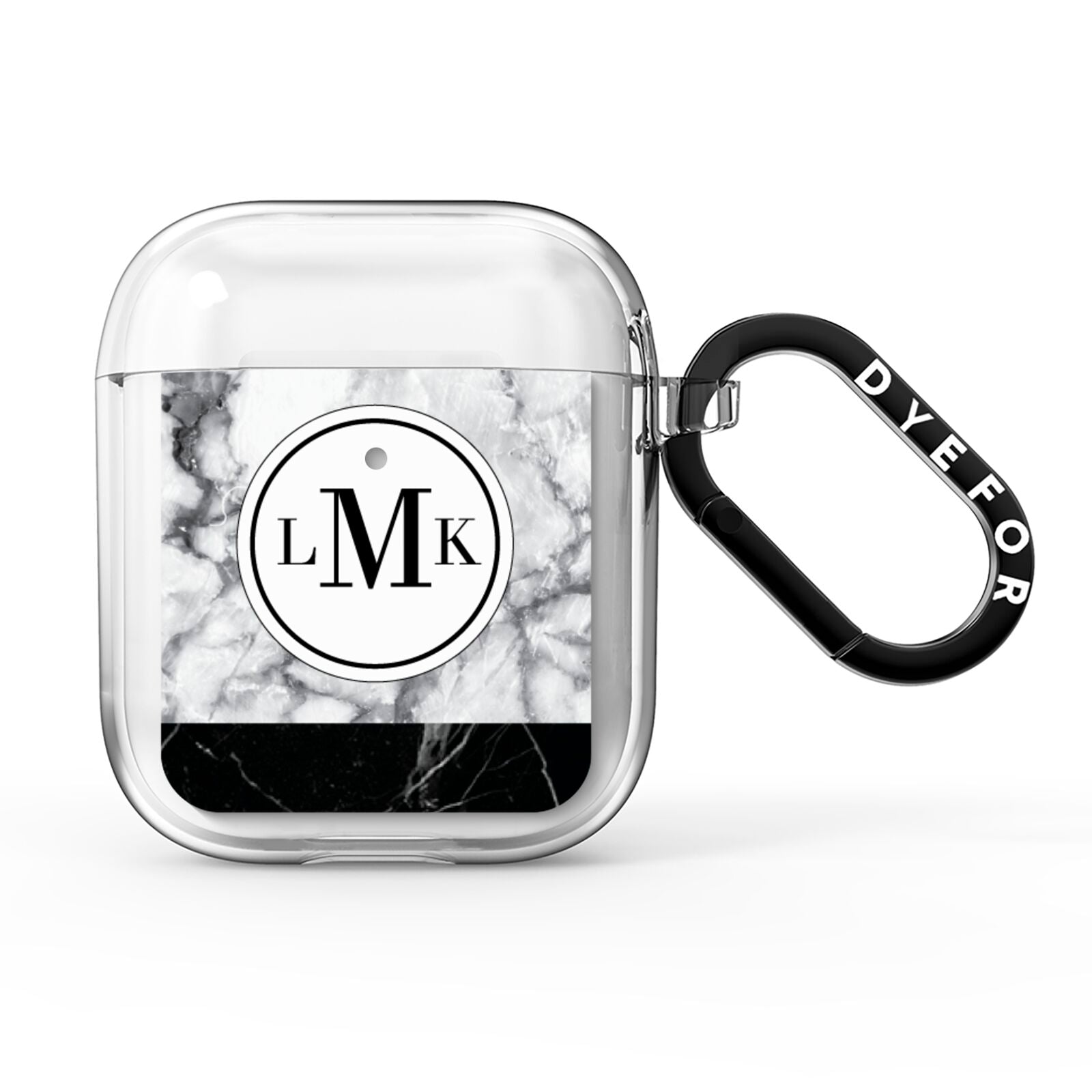 Geometric Marble Initials Personalised AirPods Clear Case
