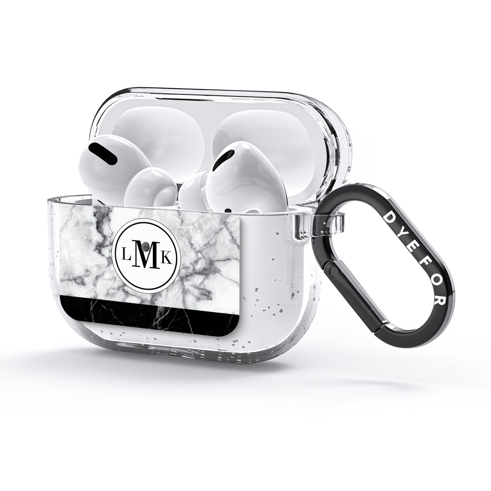 Geometric Marble Initials Personalised AirPods Glitter Case 3rd Gen Side Image