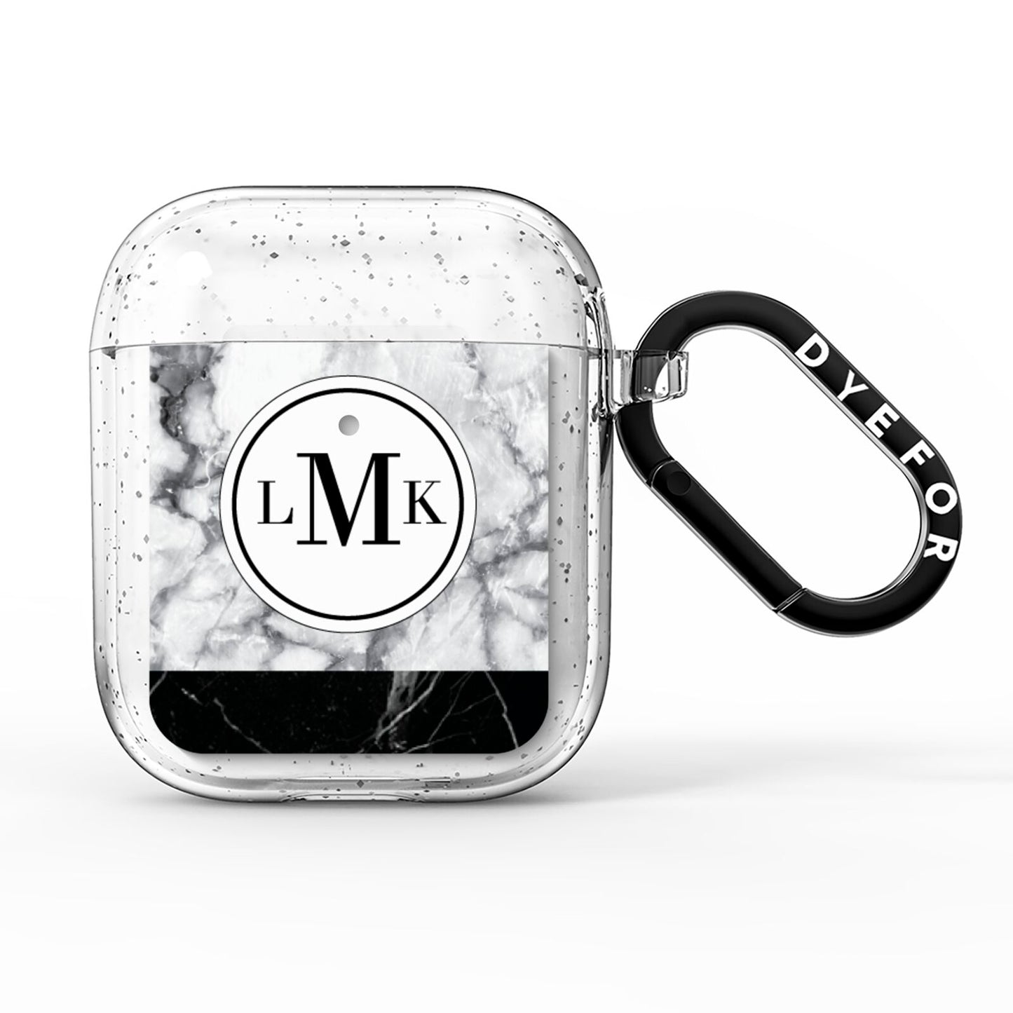 Geometric Marble Initials Personalised AirPods Glitter Case