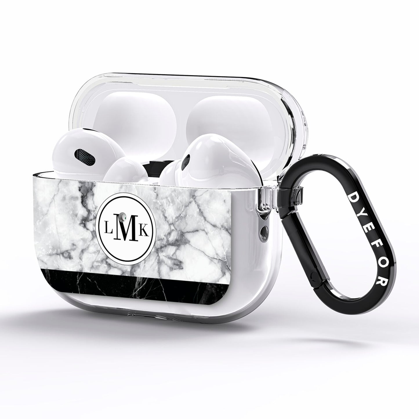 Geometric Marble Initials Personalised AirPods Pro Clear Case Side Image