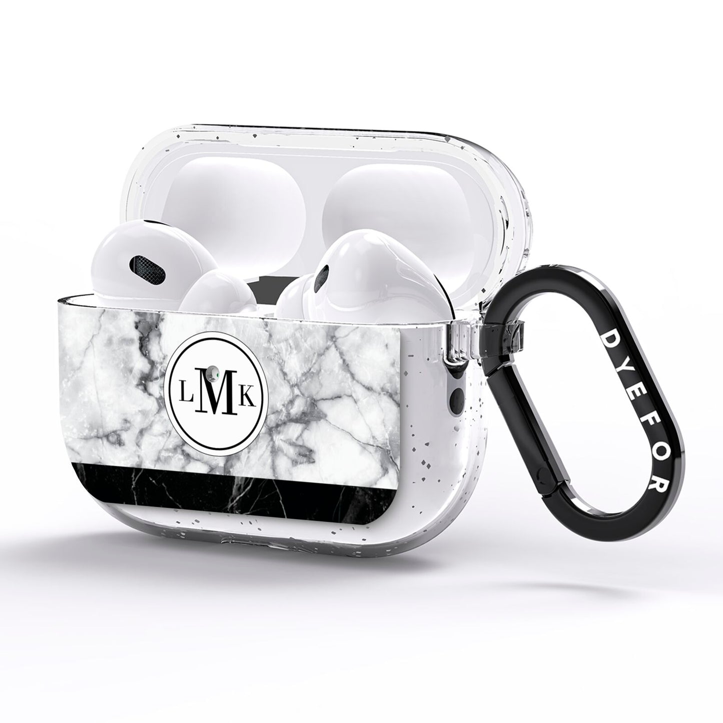 Geometric Marble Initials Personalised AirPods Pro Glitter Case Side Image