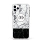 Geometric Marble Initials Personalised Apple iPhone 11 Pro Max in Silver with White Impact Case