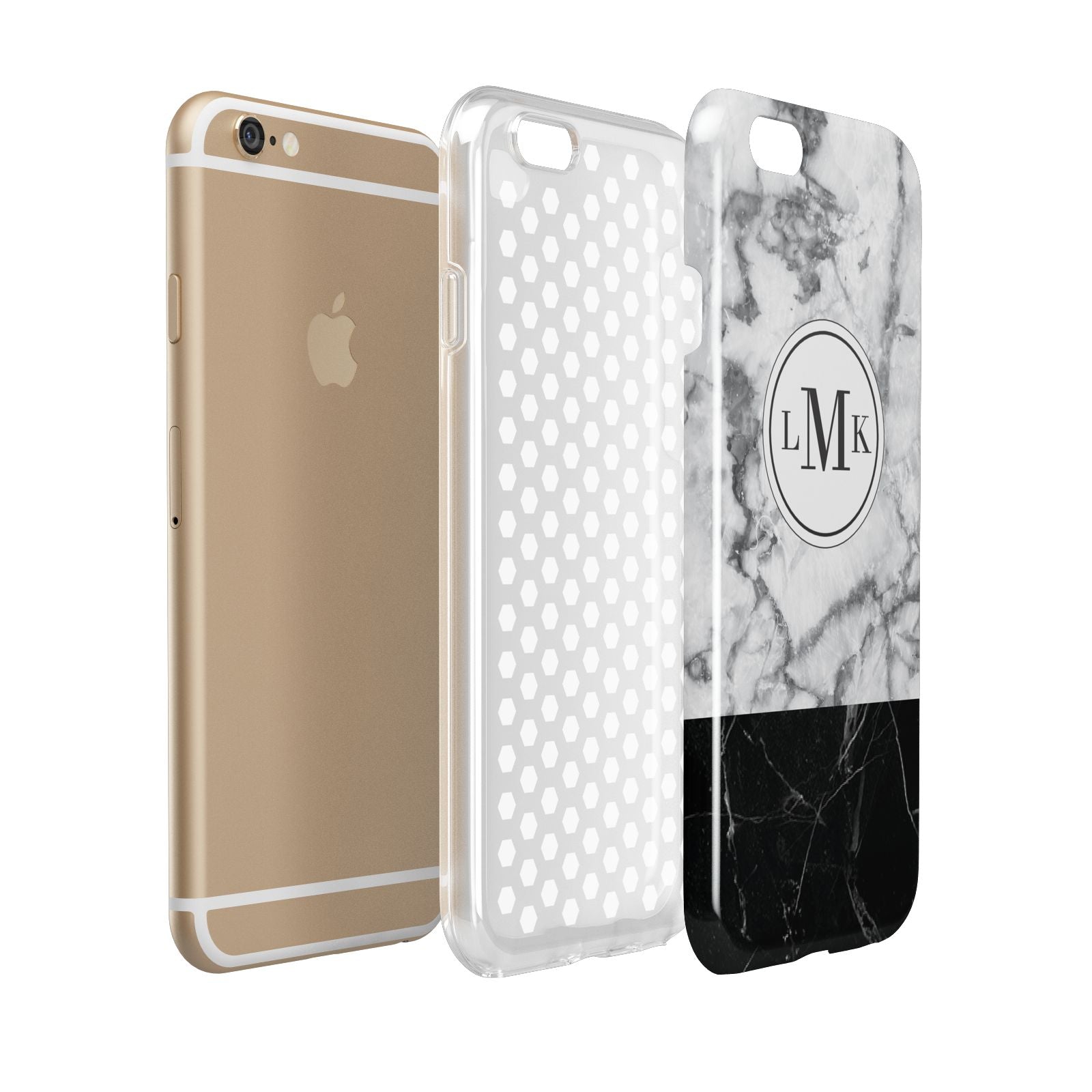 Geometric Marble Initials Personalised Apple iPhone 6 3D Tough Case Expanded view