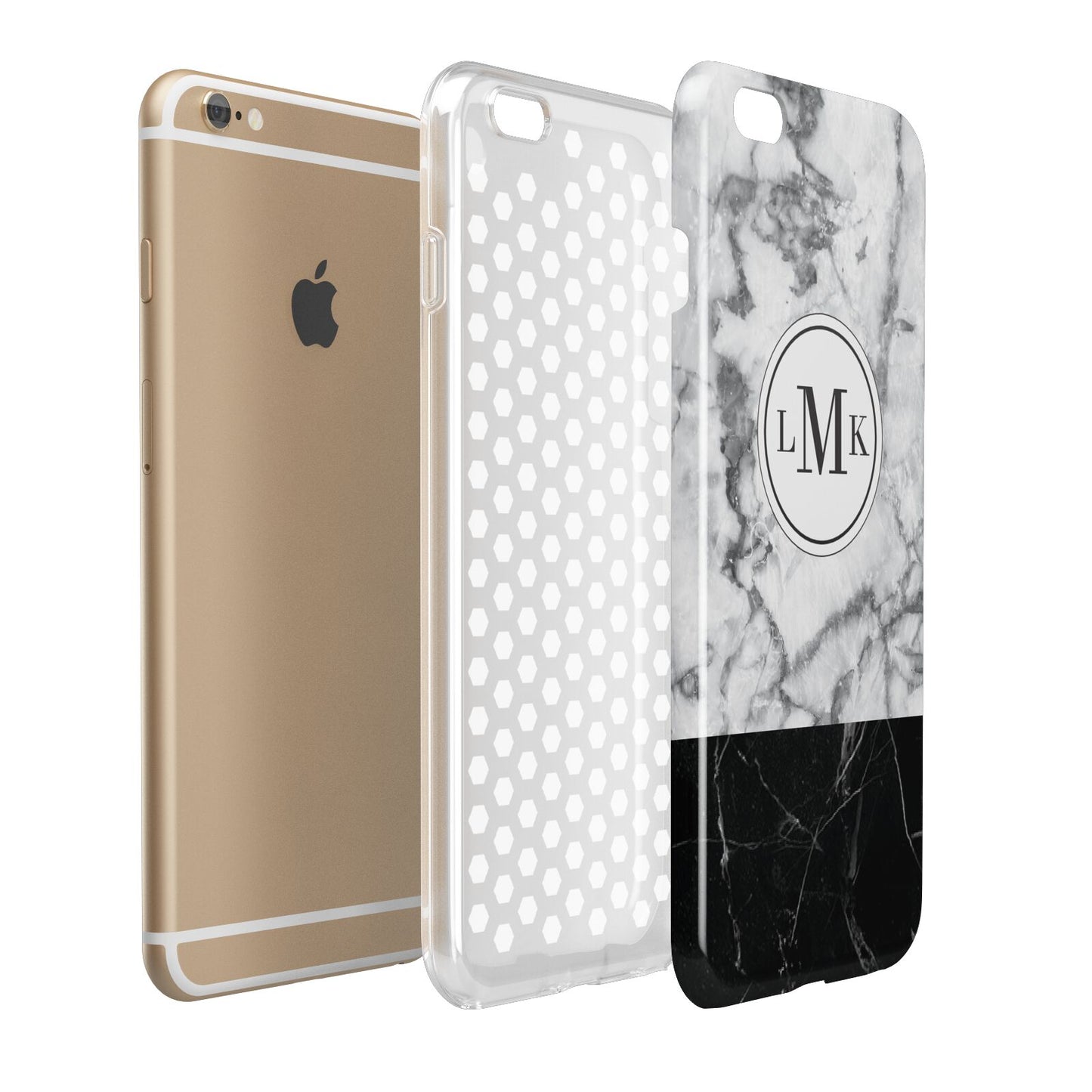 Geometric Marble Initials Personalised Apple iPhone 6 Plus 3D Tough Case Expand Detail Image