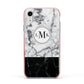 Geometric Marble Initials Personalised Apple iPhone XR Impact Case Pink Edge on Silver Phone