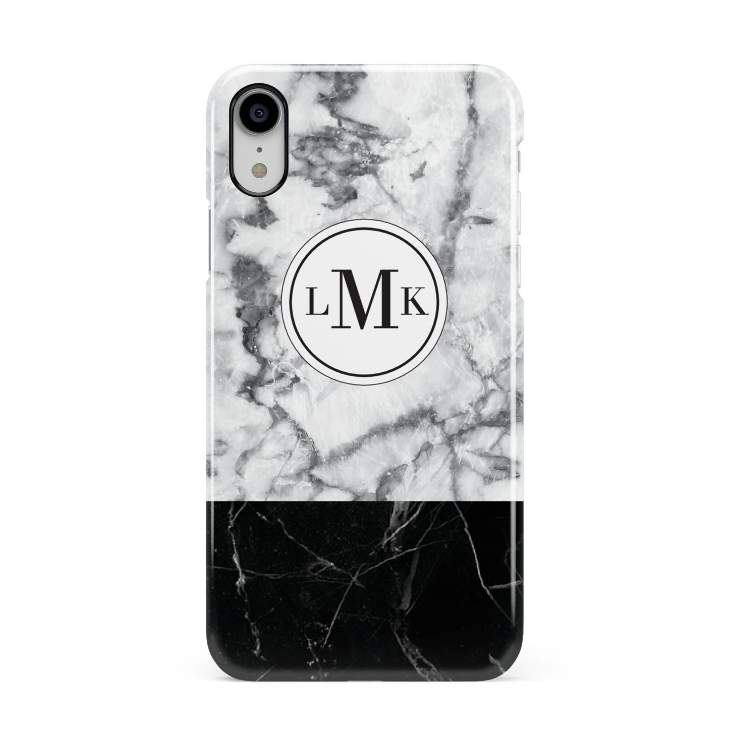 Geometric Marble Initials Personalised Apple iPhone XR White 3D Snap Case
