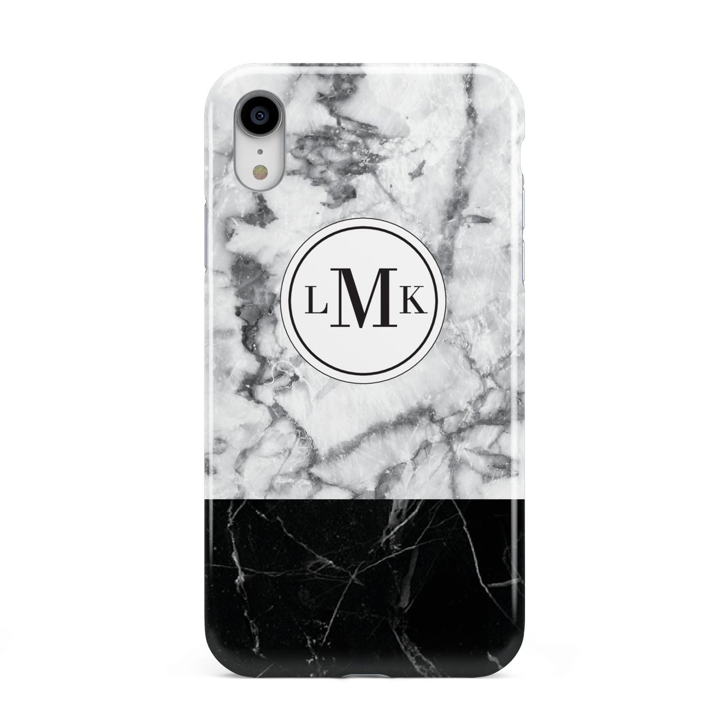 Geometric Marble Initials Personalised Apple iPhone XR White 3D Tough Case