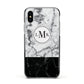 Geometric Marble Initials Personalised Apple iPhone Xs Impact Case Black Edge on Silver Phone