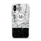 Geometric Marble Initials Personalised Apple iPhone Xs Impact Case White Edge on Gold Phone