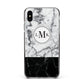 Geometric Marble Initials Personalised Apple iPhone Xs Max Impact Case Black Edge on Silver Phone