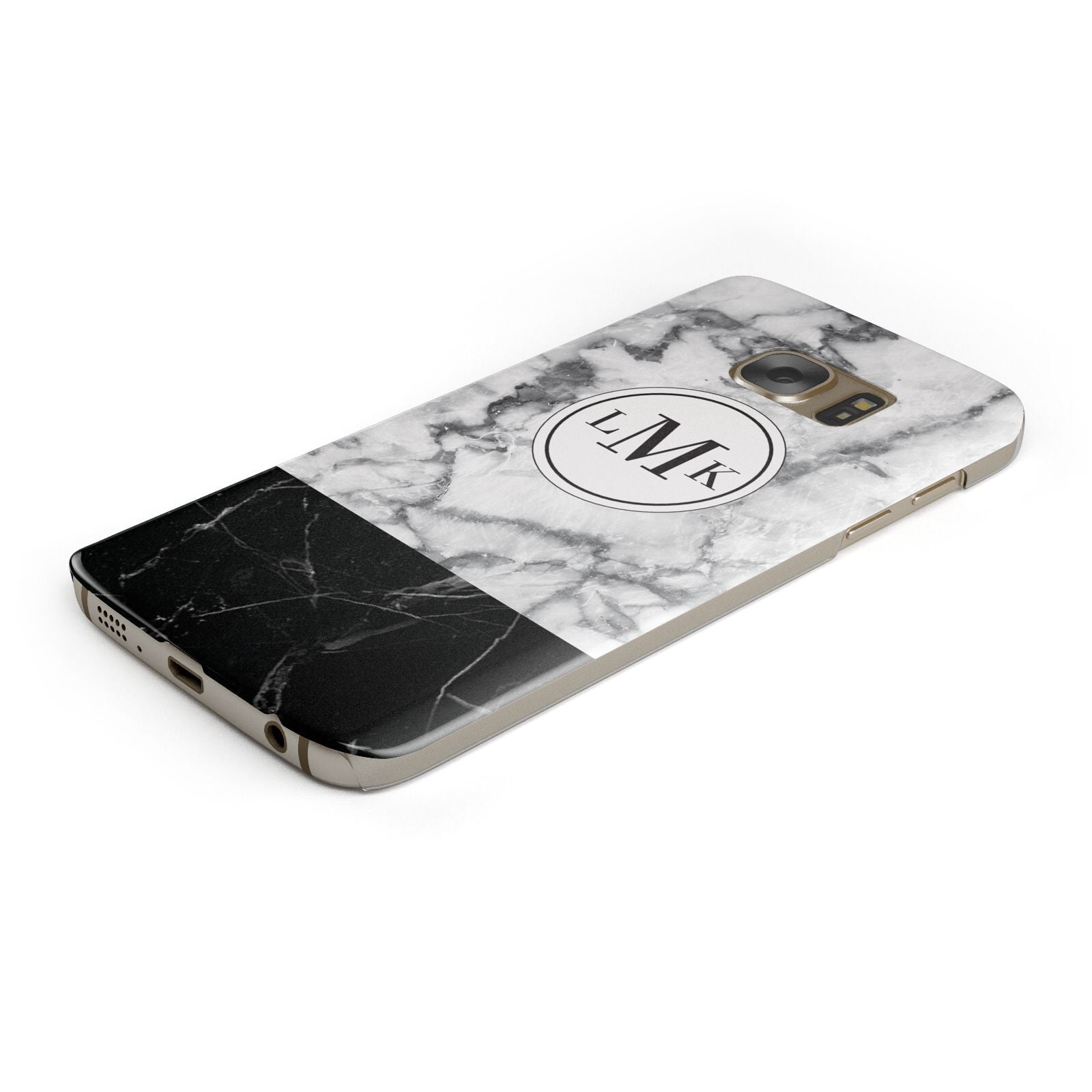 Geometric Marble Initials Personalised Protective Samsung Galaxy Case Angled Image