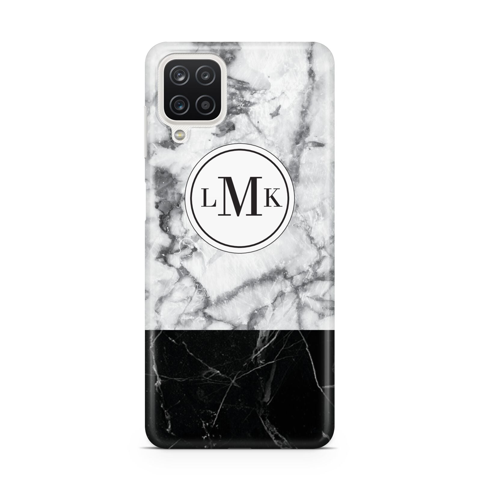 Geometric Marble Initials Personalised Samsung A12 Case