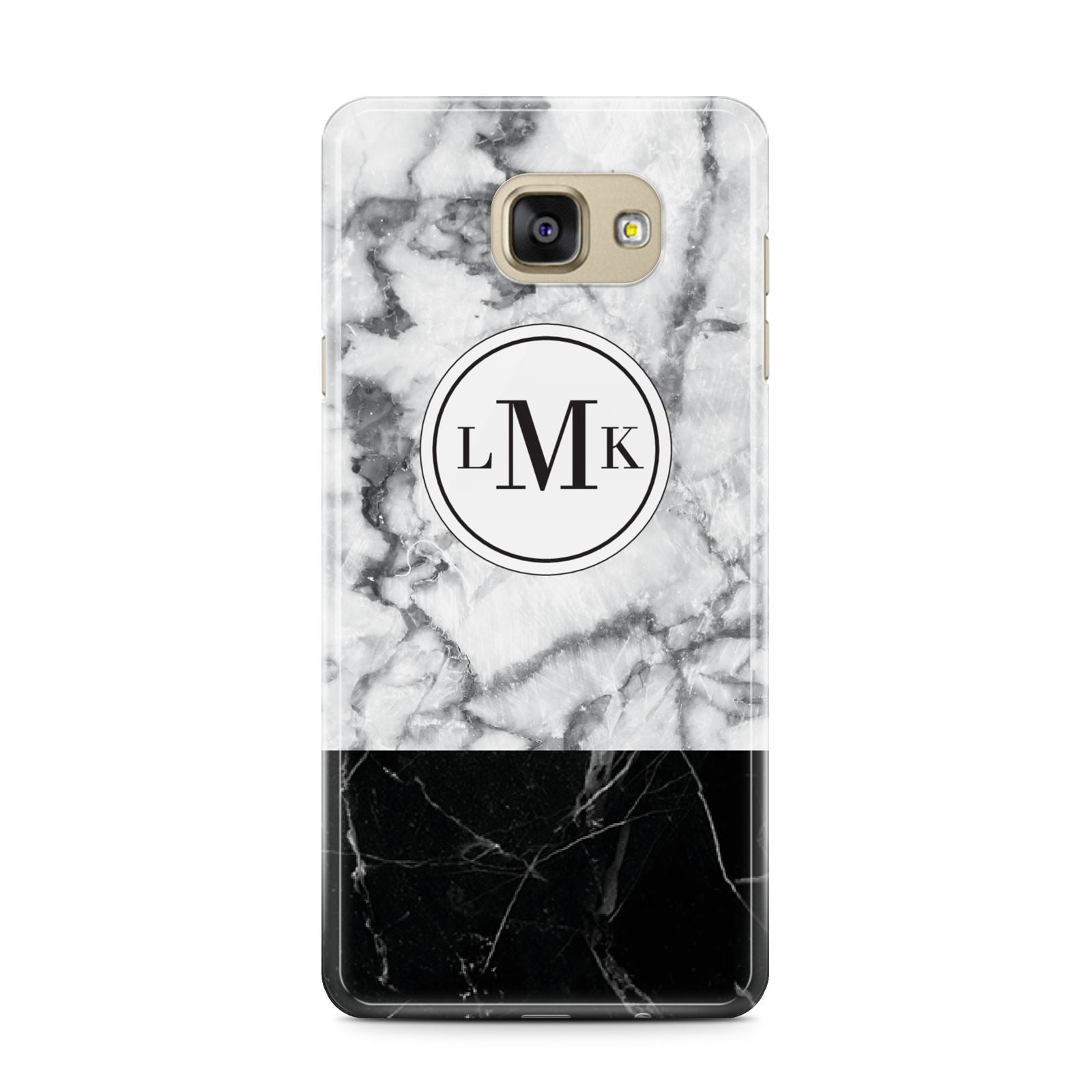 Geometric Marble Initials Personalised Samsung Galaxy A7 2016 Case on gold phone