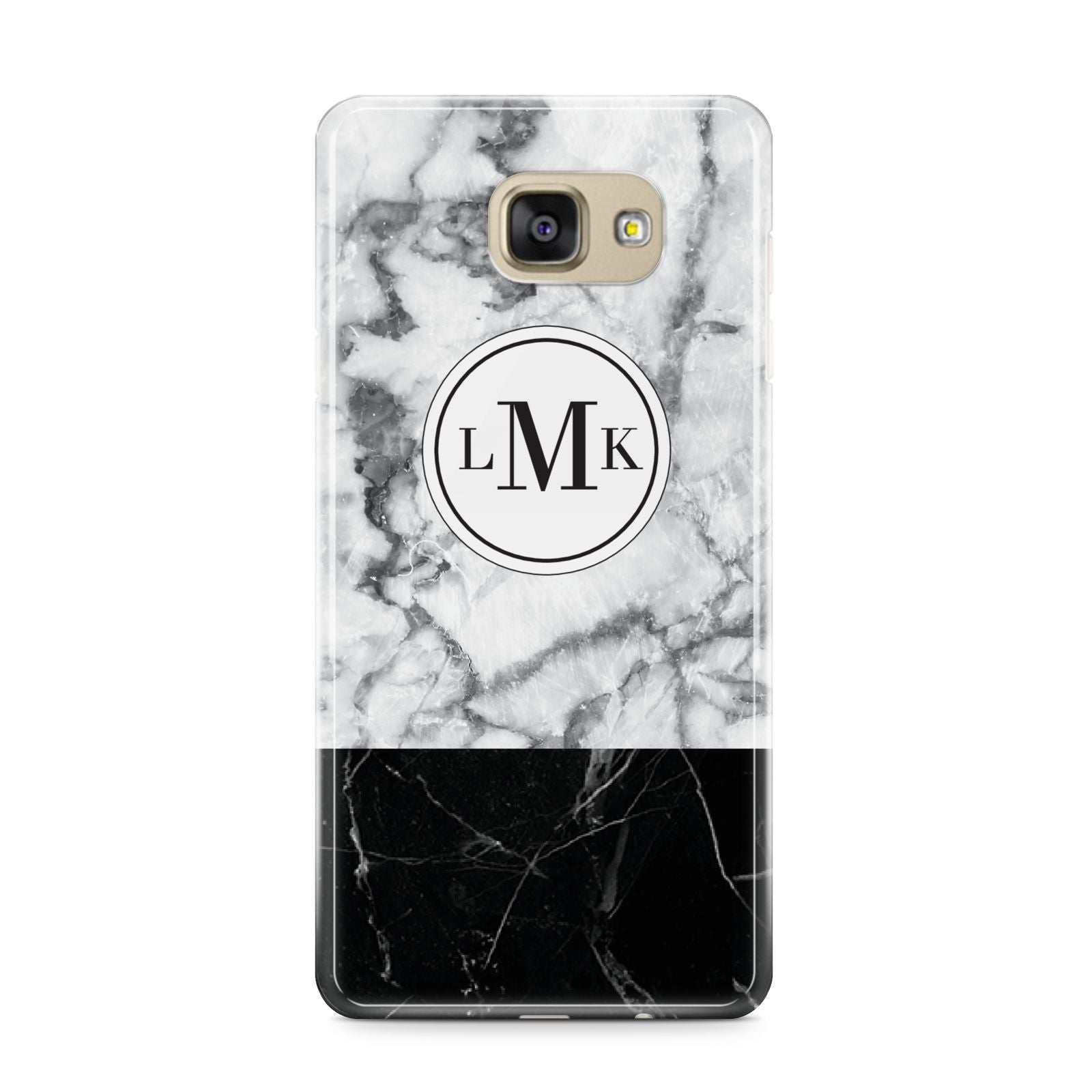 Geometric Marble Initials Personalised Samsung Galaxy A9 2016 Case on gold phone