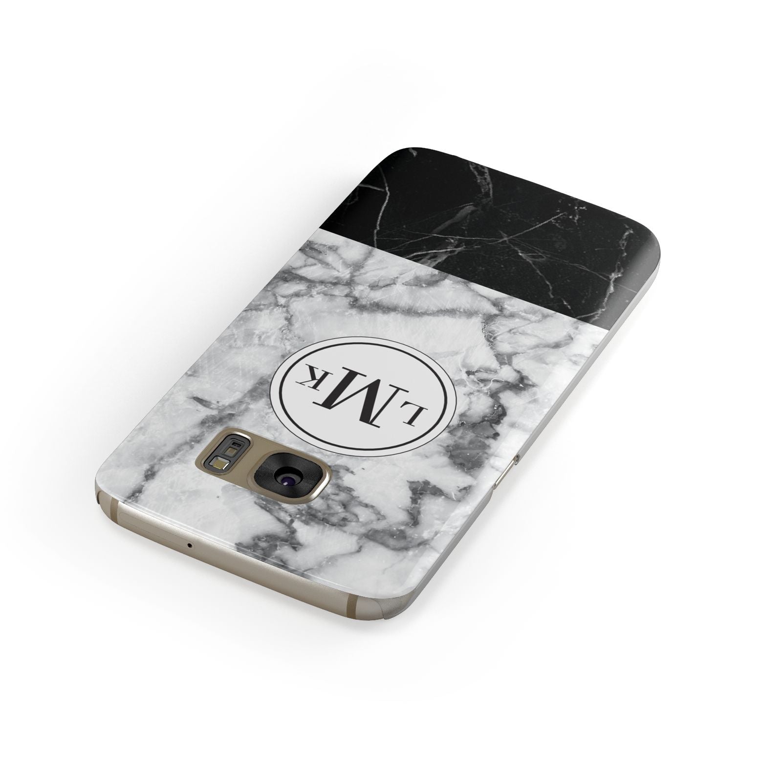 Geometric Marble Initials Personalised Samsung Galaxy Case Front Close Up